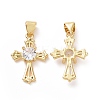 Brass Cubic Zirconia Pendants ZIRC-I062-25G-2