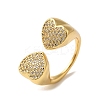Rack Plating Brass Micro Pave Clear Cubic Zirconia Cuff Rings for Women RJEW-G325-13E-G-1