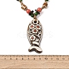 Ceramic Fish Pendant Adjustable Waxed Cord Necklaces for Women NJEW-B146-04-5