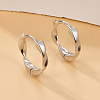 Rhodium Plated 925 Sterling Silver Twist Hoop Earrings for Women IA8169-2-1