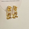 Retro Flower Brass & Imitation Pearl Hoop Earrings for Womenes BM9538-6-1