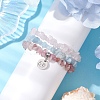 3Pcs 3 Styles Natural Aquamarine & Rose Quartz Chips Stretch Bracelets Sets BJEW-JB11076-06-3
