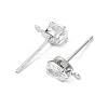 SHEGRACE Brass Clear Cubic Zirconia Teardrop Stud Earring Findings XGR0104P-116P-2