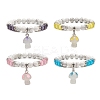 4Pcs 4 Color Natural Howlite Round Beaded Stretch Bracelets Set BJEW-TA00235-1