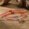 2Pcs Adjustable Glass Beads Braided Bead Bracelets ER5290-2-4