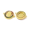 Real 18K Gold Plated Brass Micro Pave Colorful Cubic Zirconia Connector Charms KK-L209-057G-03-2