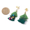 Polycotton Tassels Christmas Tree & Bell Stud Dangle Earring EJEW-JE06076-3