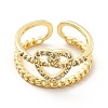 Clear Cubic Zirconia Heart Knot Open Cuff Ring KK-H439-26G-2