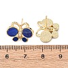 Butterfly Brass Micro Pave Clear Cubic Zirconia Stud Earrings EJEW-C173-01G-7