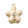 Brass Clear Cubic Zirconia Flower Connector Charms KK-P295-52G-01-1