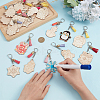 24Pcs 12 Styles Wood & Faux Suede Tassel Pendant Decorations HJEW-NB00329-3