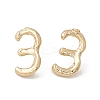 Brass Number Stud Earrings with 925 Sterling Silver Pins for Women LS-EJEW-A077-01C-1
