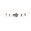8MM Round Frosted Natural White Jade Beaded Stretch Bracelets with Synthetic Non-magnetic Hematite Cross FA1012-13-1