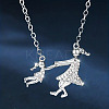 Alloy Full Crystal Rhinestone Mother and Daughter Pendant Necklaces FS-WG340FE-01-1