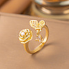 Brass Micro Pave Cubic Zirconia Cuff Open Rings WG42F2E-06-1