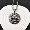304 Stainless Steel Indian Head Skull Pendant Necklaces for Women Men NJEW-Z076-03AS-1