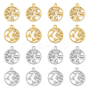 16Pcs 4 Style 304 Stainless Steel Textured Pendants Ion Plating(IP) STAS-DC0013-03-1