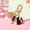 Cat Alloy Enamel Pendant Decoration HJEW-YW00016-01-1