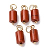 Natural Red Jasper Column Charms with 304 Stainless Steel Jump Rings G-Q032-01C-1