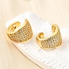 Brass Micro Pave Clear Cubic Zirconia Cuff Earrings EJEW-K309-04G-1