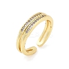 Brass Micro Pave Cubic Zirconia Open Cuff Rings for Women RJEW-R011-01G-02-4