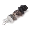 Gradient Color Natural Quartz Crystal & Natural Smoky Quartz & Natural Obsidian & Natural Labradorite Chip Beaded Pendants PALLOY-JF02790-07-4