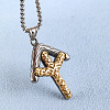Duo Tone 304 Stainless Steel Textured Viking Rune Pendant Necklaces for Men WGD6348-01-4