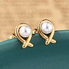 304 Stainless Steel Imitation Pearl Stud Earrings STAS-E502-03G-1