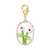Oval with Flower Glass Seed Bead & Lampwork & Alloy Pendant Decoraitons HJEW-MZ00351-06-2