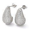 Cubic Zirconia Teardrop Stud Earrings EJEW-H137-01P-01-1