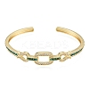 Cubic Zirconia Oval & Fish Open Cuff Bangle BJEW-G651-06G-03-1