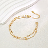 Fashionable Vintage Style Brass & Faceted Glass Rondelle Beads Double Layer Adjustable Ladies Anklets FX2573-1-1