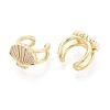 Shell Shape Brass Enamel Cuff Earrings EJEW-T049-06G-3