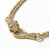 Cubic Zirconia Leopard Pendant Necklace with Brass Curb Chains for Women NJEW-G096-01G-03-2