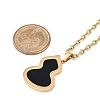 Ion Plating(IP) 304 Stainless Steel Pave Natural Shell Gourd Pendant Cable Chain Necklaces for Women NJEW-M078-02G-02-3