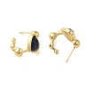 Natural Dyed Lapis Lazuli Heart Stud Earrings EJEW-K287-01G-05-2