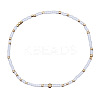 Minimalist Glass Seed Beads & Brass Beads Stretch Bracelets for Women BC0195-21-1