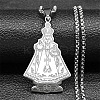 201 Stainless Steel Saint Benedict Medal Pendant Necklaces LS-NJEW-K283-37P-1