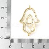 Brass Micro Pave Cleear Cubic Zirconia Evil Eye Hamsa Hand Connector Charms KK-C086-15A-G-3