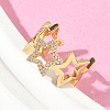 Brass Micro Pave Clear Cubic Zirconia Cuff Rings for Women RJEW-D307-01G-A-5