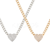 2Pcs 2 Colors Crystal Rhinestone Heart Pendant Necklaces Set with Alloy Curb Chains NJEW-AN0001-88-1