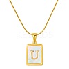 Stainless Steel Snake Bone Chain Alphabet Necklace with Shell Pendant WD3660-21-1