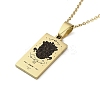 304 Stainless Steel Black Enamel Rectangle with Constellation Pendant Necklaces LS-NJEW-I128-01E-1