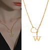 1Pc Letter & Heart Stainless Steel Lariat Necklaces for Women NJEW-LP0002-87G-W-1