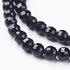 Faceted Black Glass Round Bead Strands X-GLAA-R095-6mm-08-2