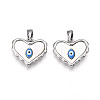Brass Pave Natural Shell Heart Pendants KK-N258-07P-1