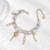 304 Stainless Steel Paperclip Chains and Curb Chains Multi-layered Bracelets BJEW-JB12750-1