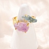 Nuggets Natural Amethyst & Aquamarine Open Cuff Rings RJEW-K286-12G-02-3