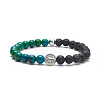 Natural & Synthetic Mixed Gemstone & Alloy Saint Benedict Medal Beaded Strech Bracelet for Women BJEW-JB09344-2