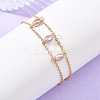 Brass Cable Chains & Rice Natural Cultured Freshwater Pearl Double Layers Bracelets for Women BJEW-JB14135-3